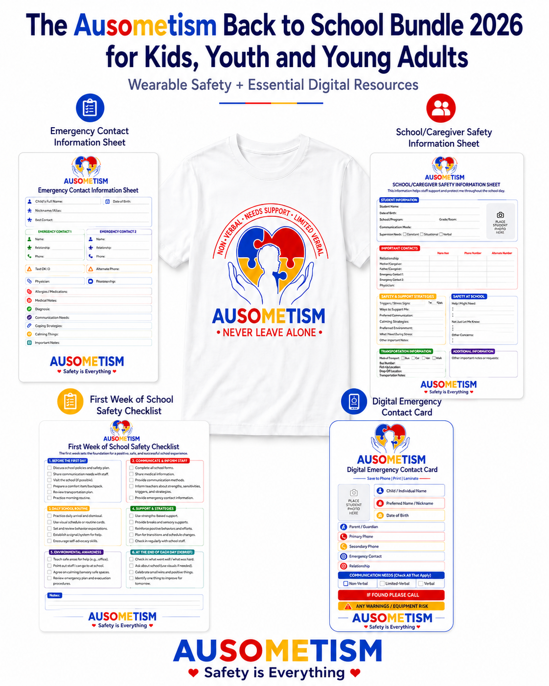 The Ausometism Back to school Safety Bundle 2026 for kids youth and young adults