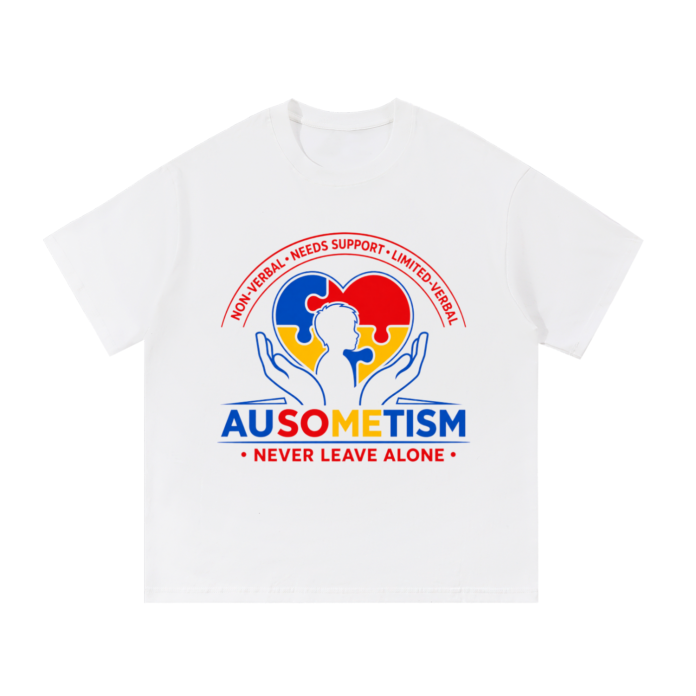 The Ausometism safety shirt for youth young adults double sided in WHITE